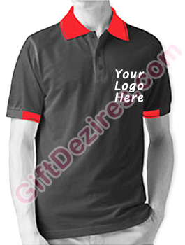 Designer Black Melange and Red Color T Shirts With Logo